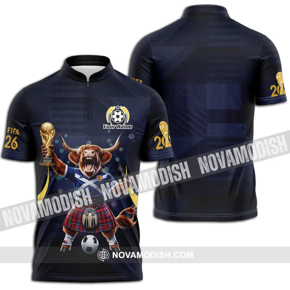 Unisex Shirt - Custom Scotland Fifa World Cup 2026 3D Shirt Zipper Polo Shirt / S T-shirt