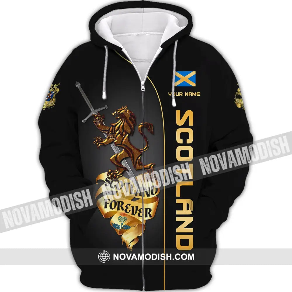 Unisex Shirt Custom Scotland Forever T-Shirt Clothing Zipper Hoodie / S