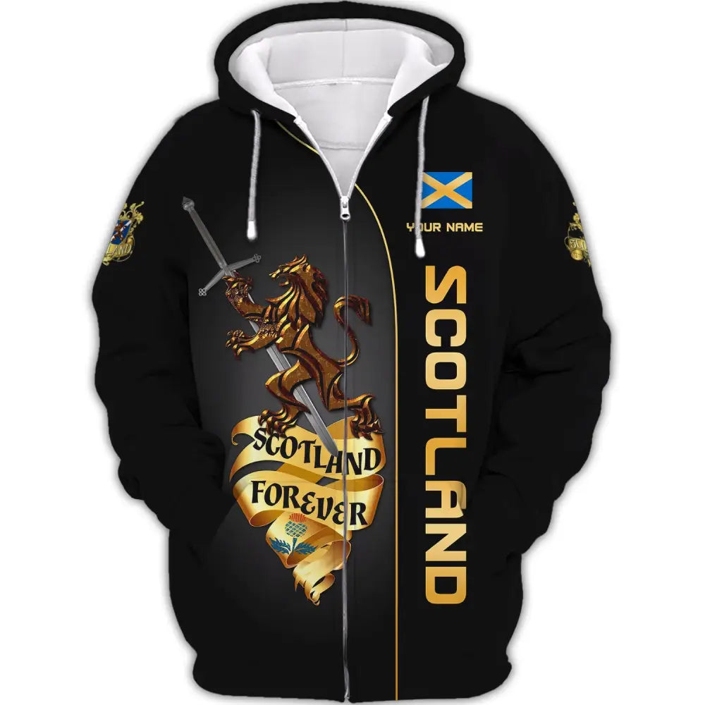 Unisex Shirt Custom Scotland Forever T-Shirt Clothing Zipper Hoodie / S