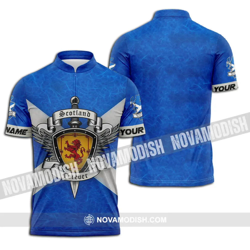Unisex Shirt - Custom Scotland Forever Shirt Zipper Polo Shirt / S T-shirt