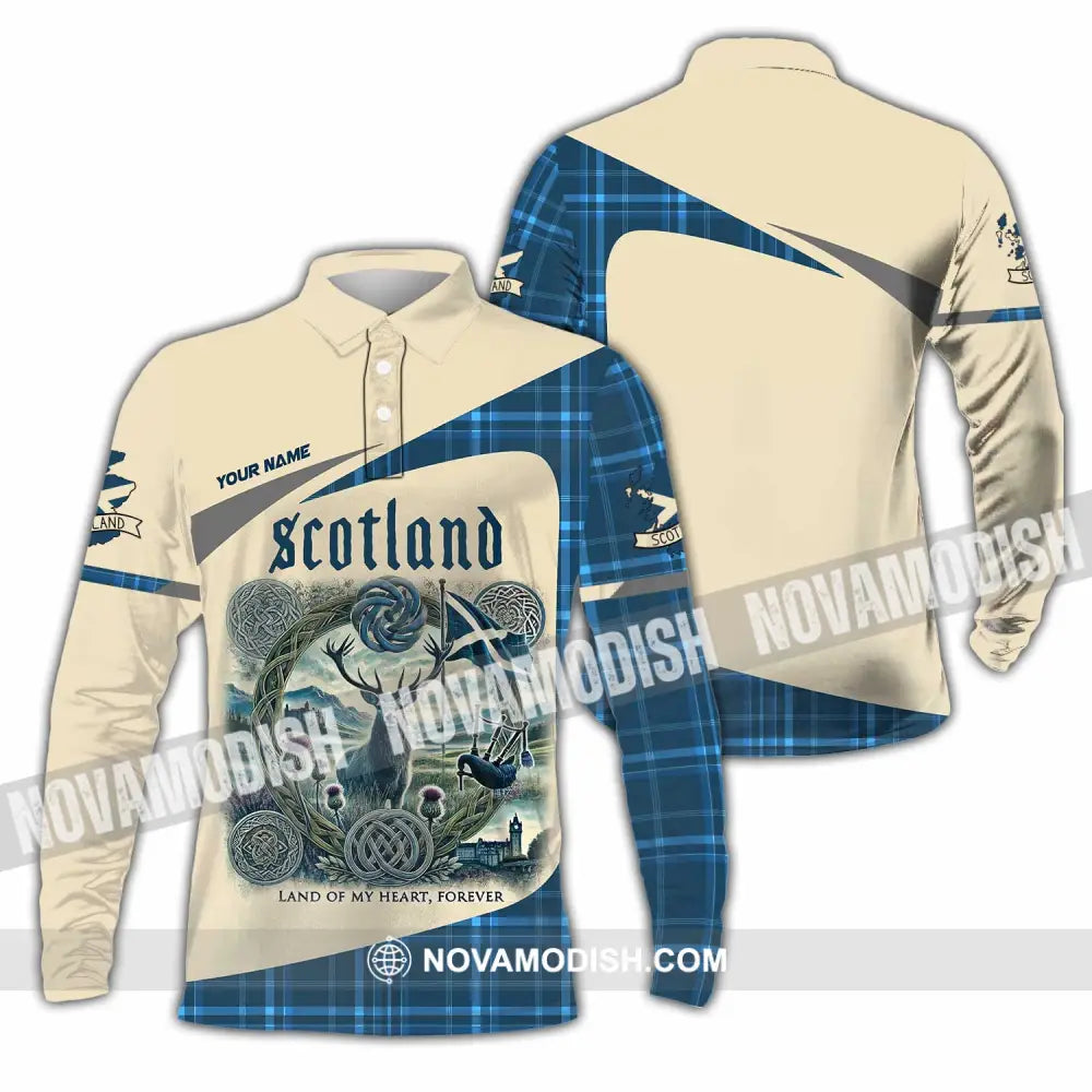 Unisex Shirt - Custom Scotland Land Of My Heart Forever 3D Shirt Long Sleeve Polo / S T-shirt