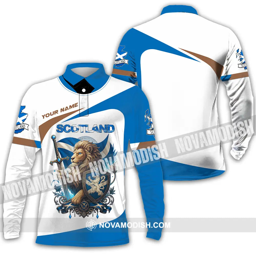 Unisex Shirt - Custom Scotland Shirt Long Sleeve Polo / S T-shirt