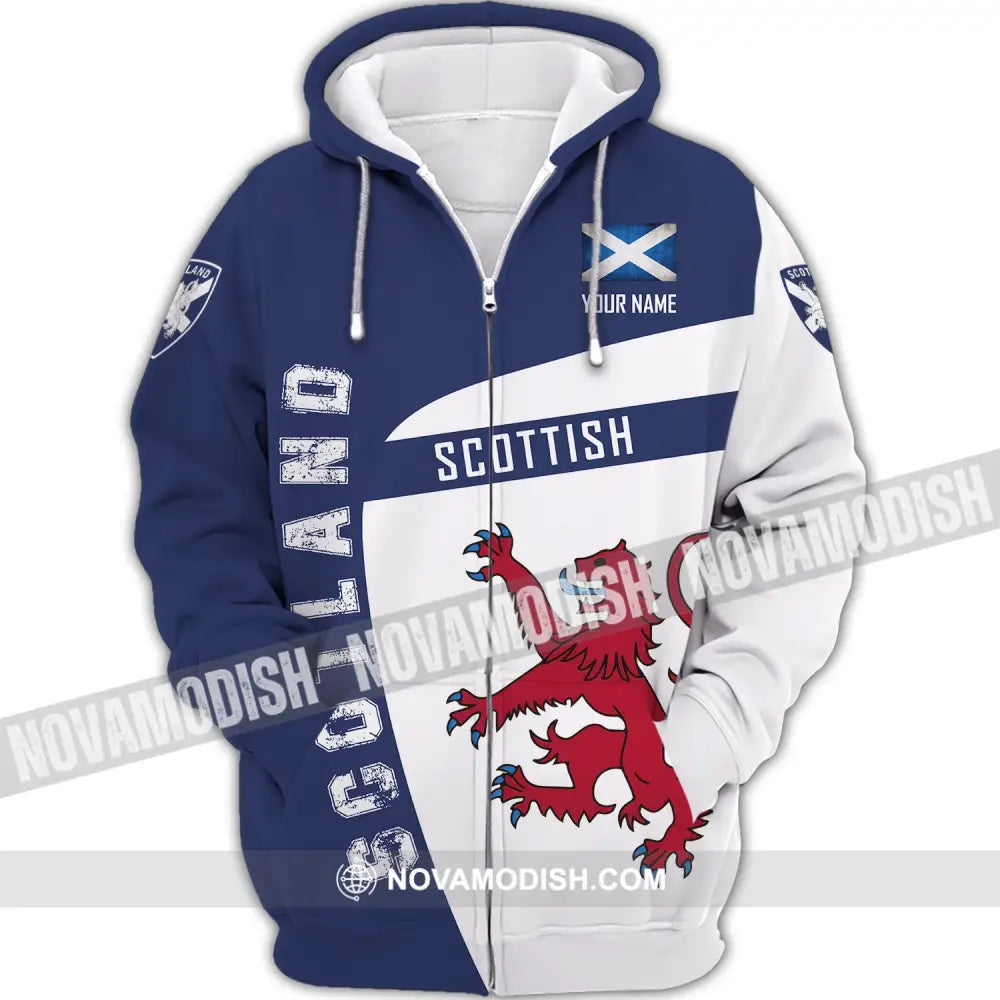 Unisex Shirt Custom Scotland Scottish T-Shirt Clothing Zipper Hoodie / S