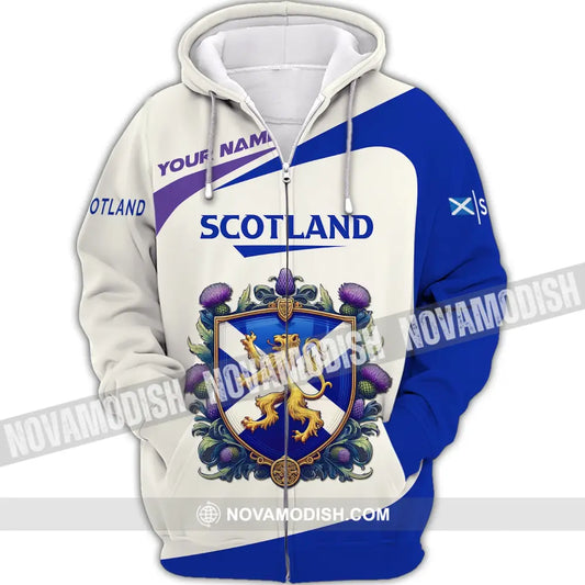 Unisex Shirt Custom Scotland Scottish T-Shirt Lover Zipper Hoodie / S