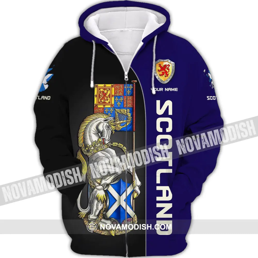 Unisex Shirt Custom Scotland Wild T-Shirt Clothing Zipper Hoodie / S