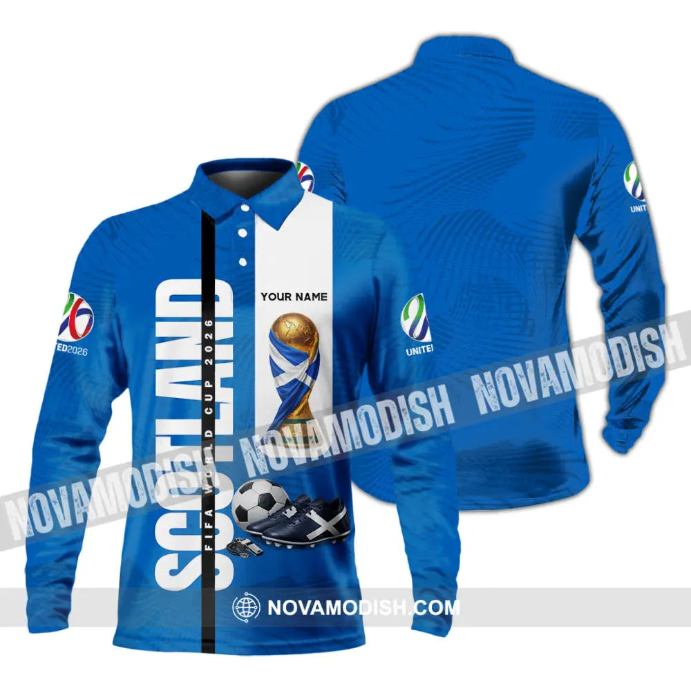 Unisex Shirt - Custom Scotland World Cup 2026 3D Shirt - Long Sleeve Polo / S - T-shirt