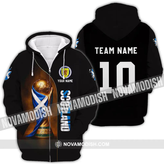 Unisex Shirt - Custom Scotland World Cup 3D Shirt Zipper Hoodie / S T-shirt