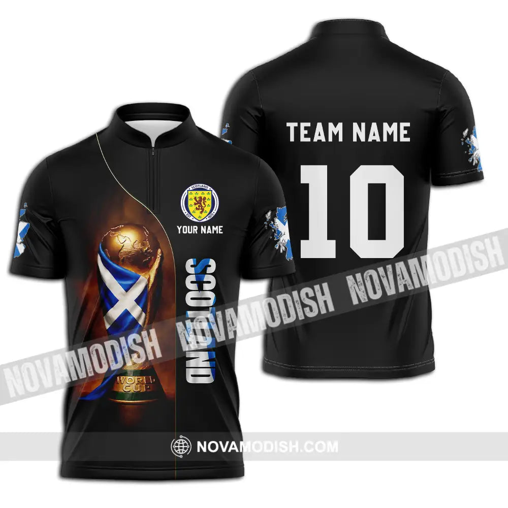Unisex Shirt - Custom Scotland World Cup 3D Shirt Zipper Polo Shirt / S T-shirt