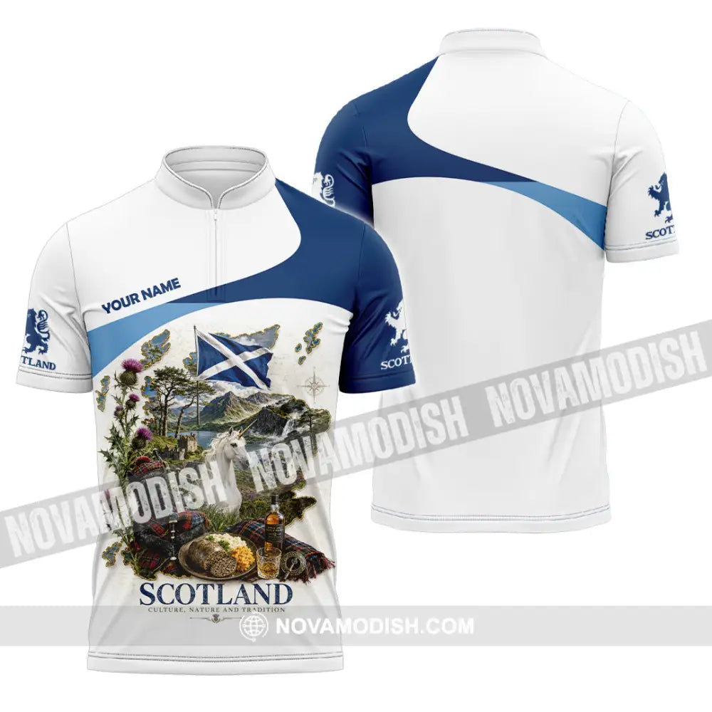 Unisex Shirt - Custom Scotland Shirt - Zipper Polo Shirt / S - T-shirt