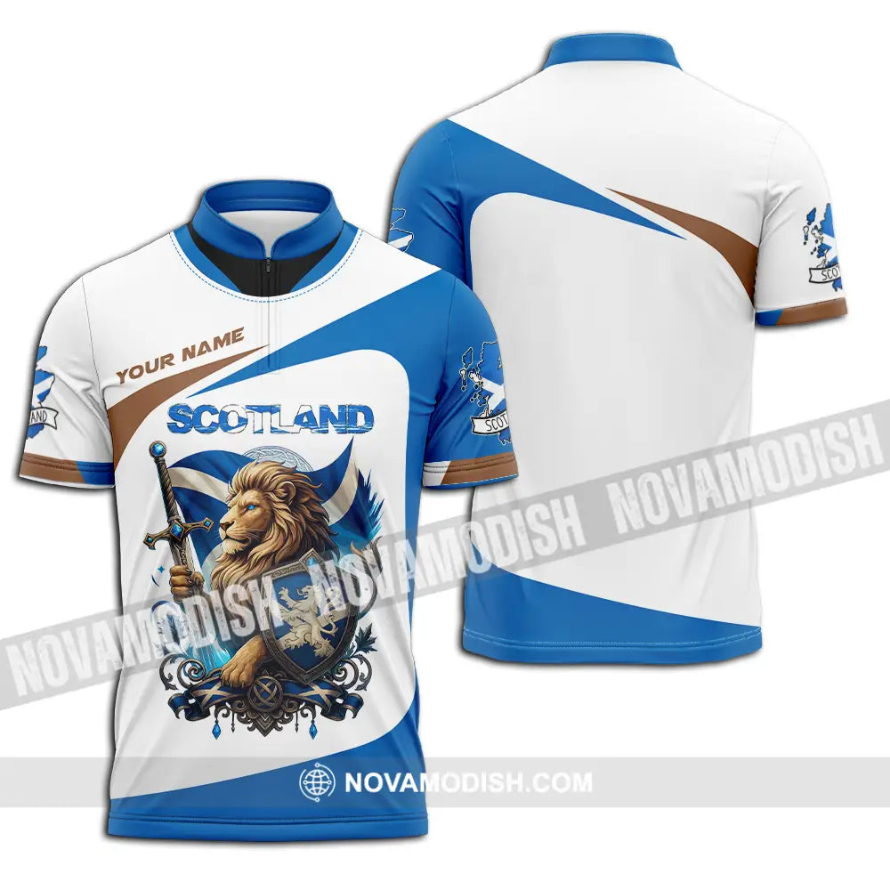 Unisex Shirt - Custom Scotland Shirt Zipper Polo Shirt / S T-shirt