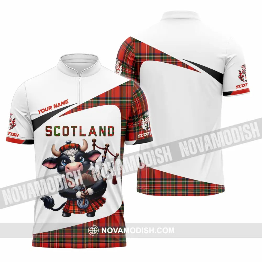 Unisex Shirt - Custom Scotland Shirt Zipper Polo Shirt / S T-shirt