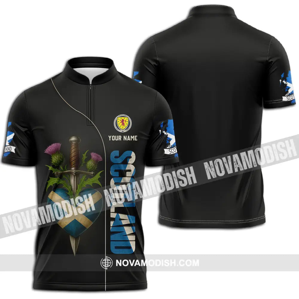 Unisex Shirt - Custom Scotland Shirt Zipper Polo Shirt / S T-shirt