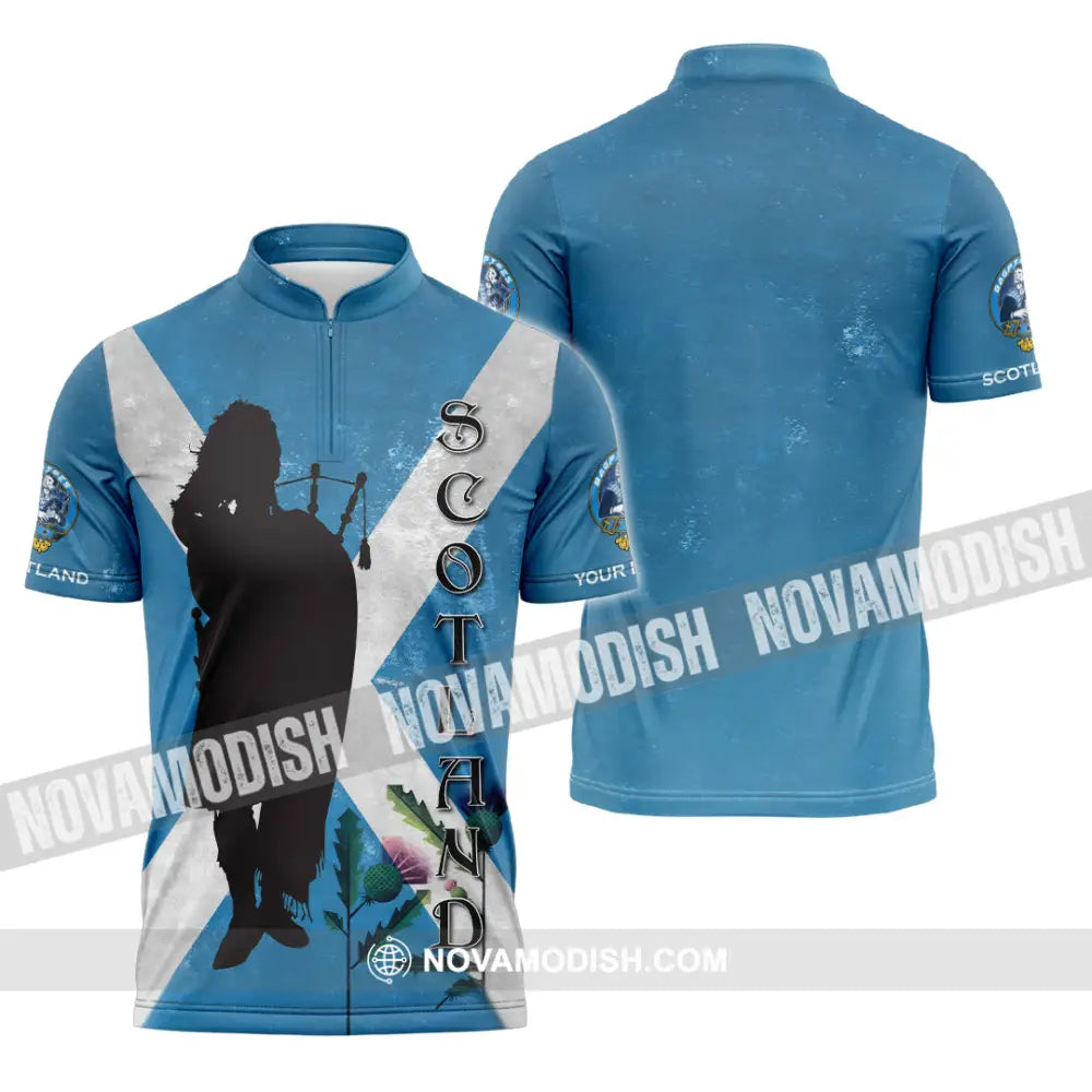 Unisex Shirt - Custom Scotland Shirt Zipper Polo Shirt / S T-shirt