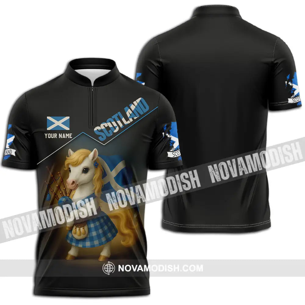 Unisex Shirt - Custom Scotland Shirt Zipper Polo Shirt / S T-shirt