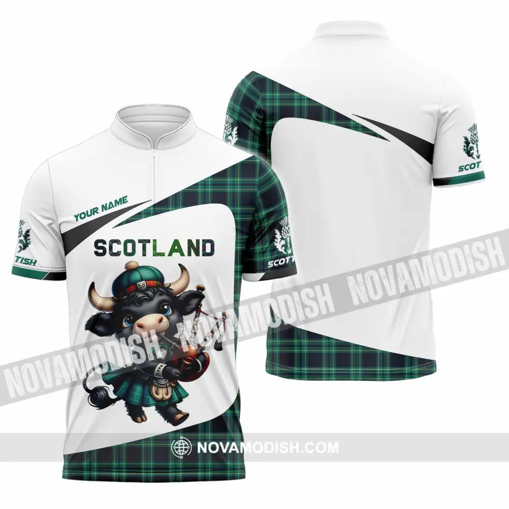 Unisex Shirt - Custom Scotland Shirt Zipper Polo Shirt / S T-shirt