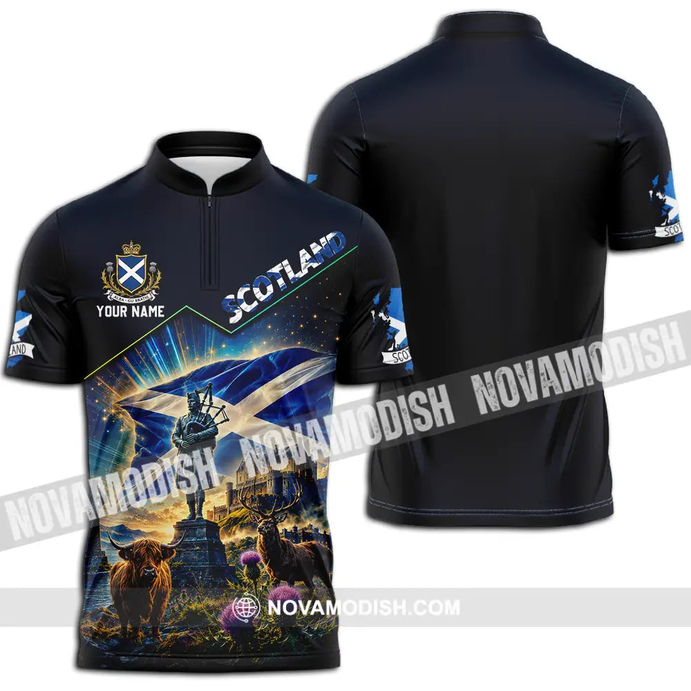 Unisex Shirt - Custom Scotland Shirt - Zipper Polo Shirt / S - T-shirt