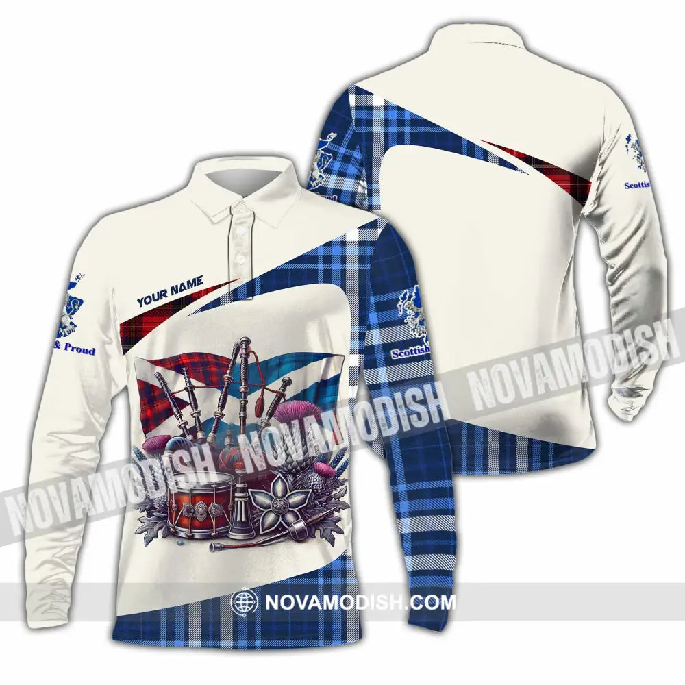 Unisex Shirt - Custom Scottish & Proud Shirt Long Sleeve Polo / S T-shirt