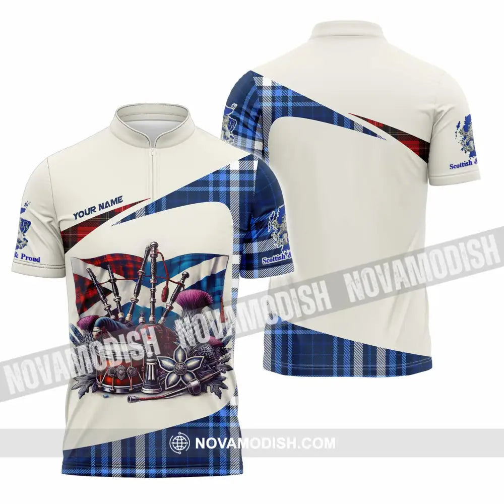 Unisex Shirt - Custom Scottish & Proud Shirt Zipper Polo Shirt / S T-shirt