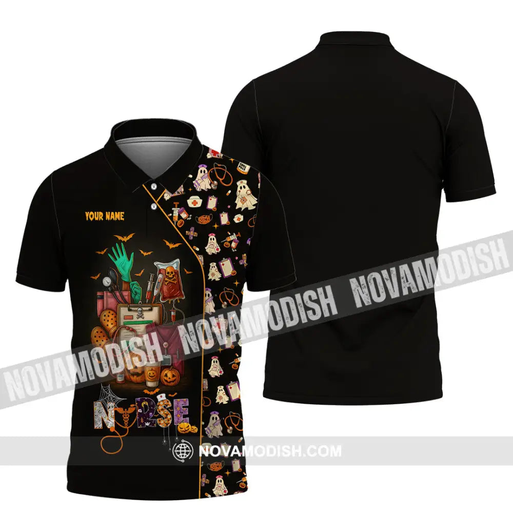 Unisex Shirt - Custom Scrubstar Fright Friends Nurse Halloween Shirt Polo Shirt / S T-shirt