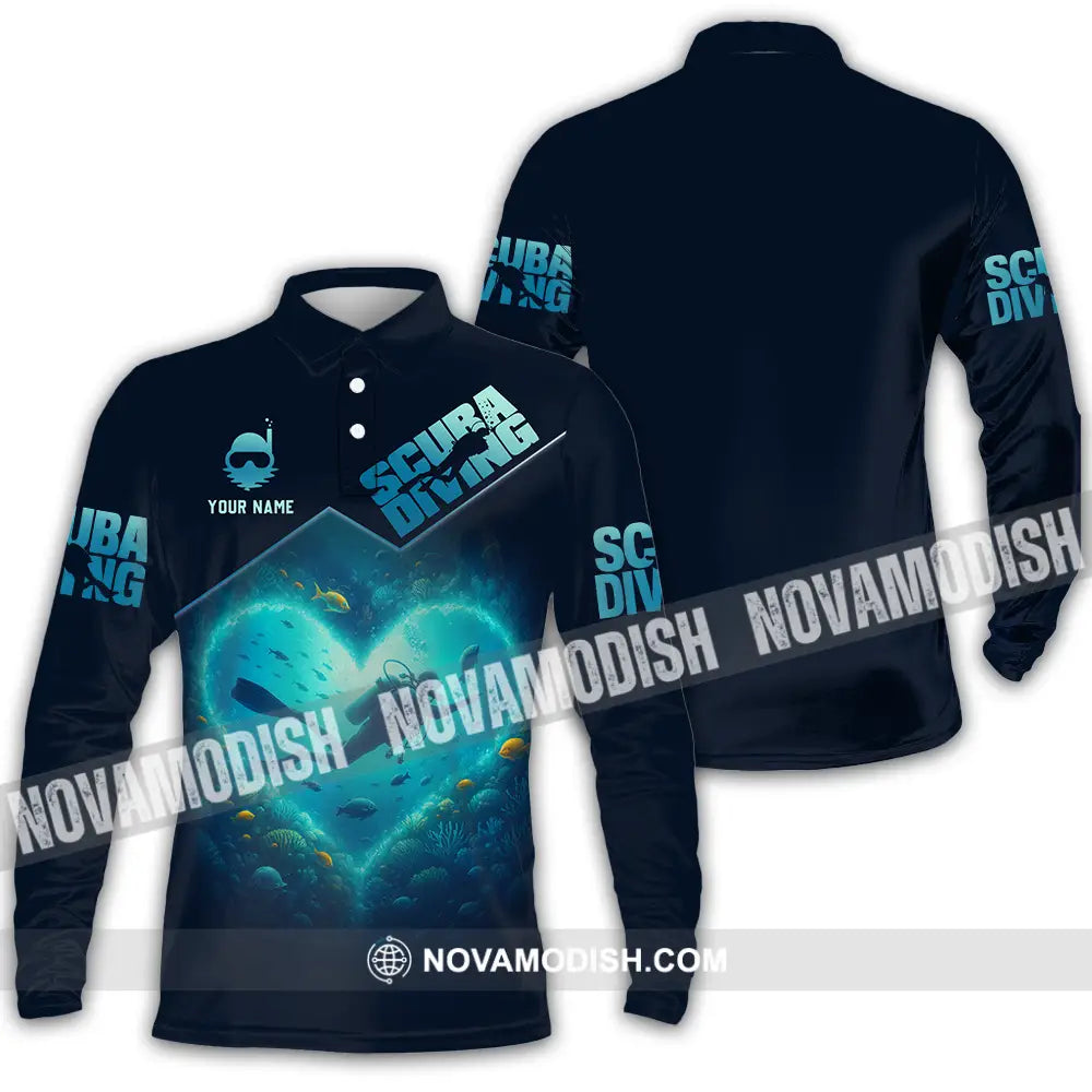 Unisex Shirt - Custom Scuba Diving 3D Shirt Long Sleeve Polo / S T-shirt