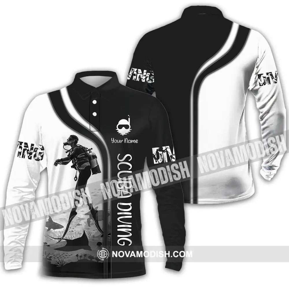 Unisex Shirt - Custom Scuba Diving 3D Shirt Long Sleeve Polo / S T-shirt