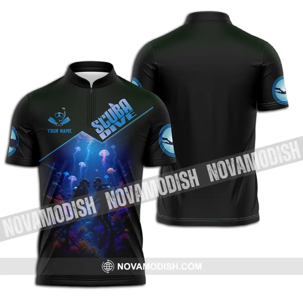 Unisex Shirt - Custom Scuba Diving 3D Shirt Zipper Polo Shirt / S T-shirt