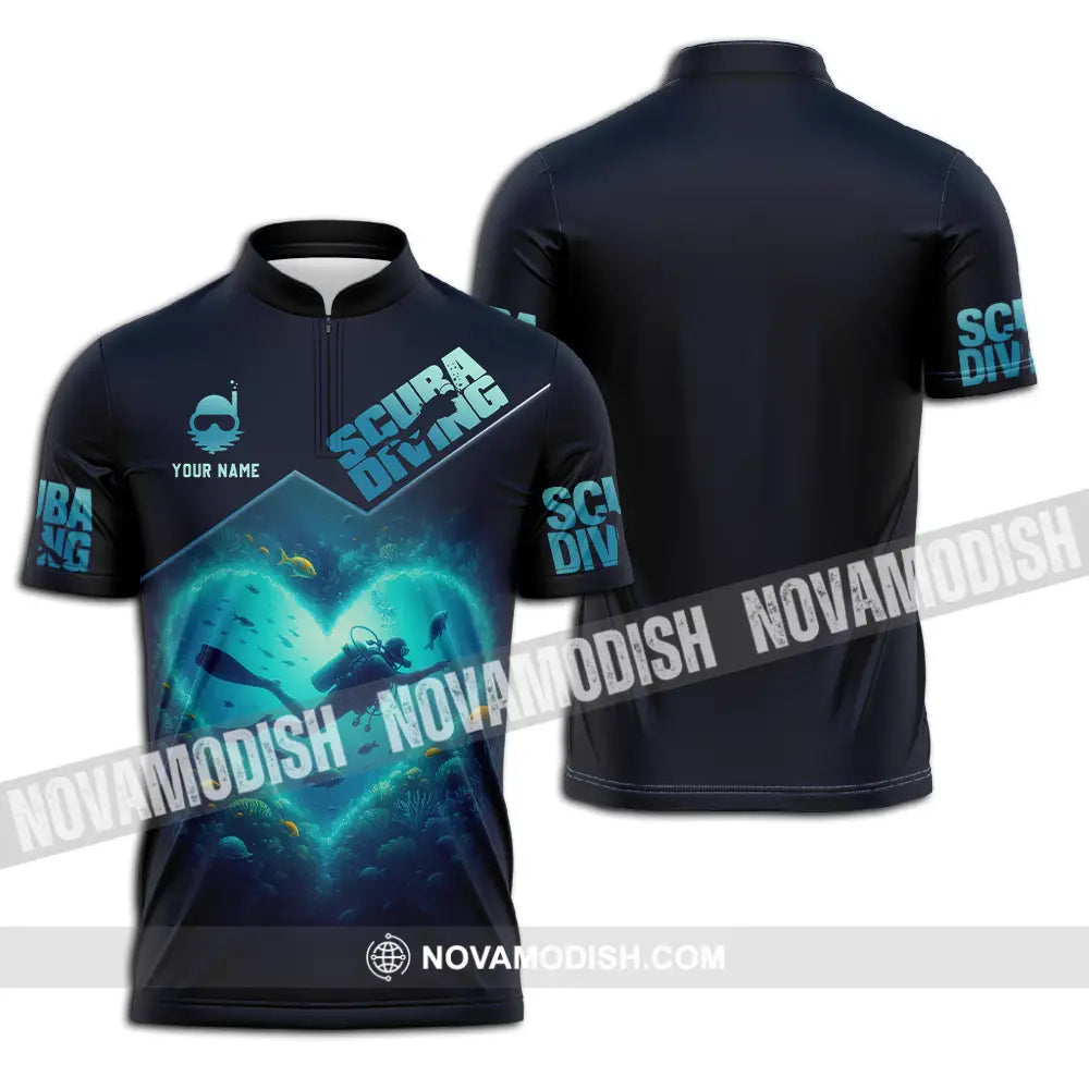 Unisex Shirt - Custom Scuba Diving 3D Shirt Zipper Polo Shirt / S T-shirt