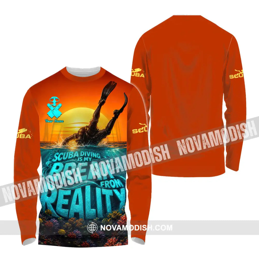 Unisex Shirt - Custom Scuba Diving Is My Break From Reality Shirt - Long Sleeve Shirt / S - T-shirt