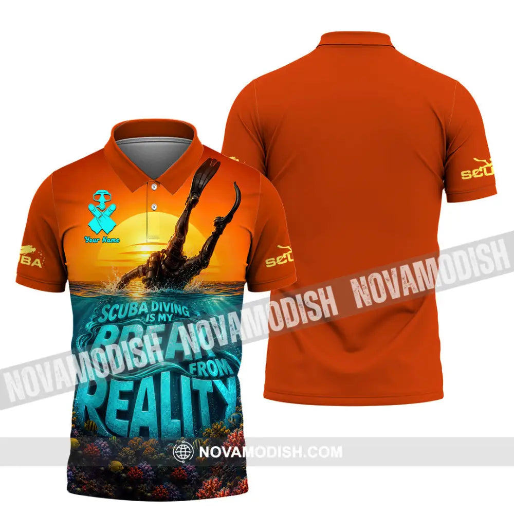 Unisex Shirt - Custom Scuba Diving Is My Break From Reality Shirt - Polo Shirt / S - T-shirt
