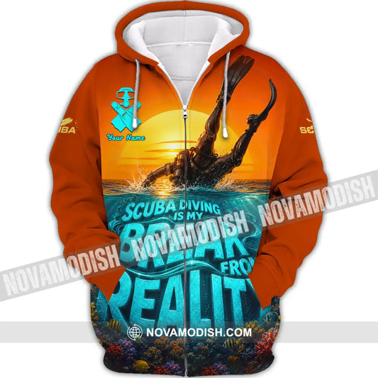 Unisex Shirt - Custom Scuba Diving Is My Break From Reality Shirt - Zipper Hoodie / S - T-shirt