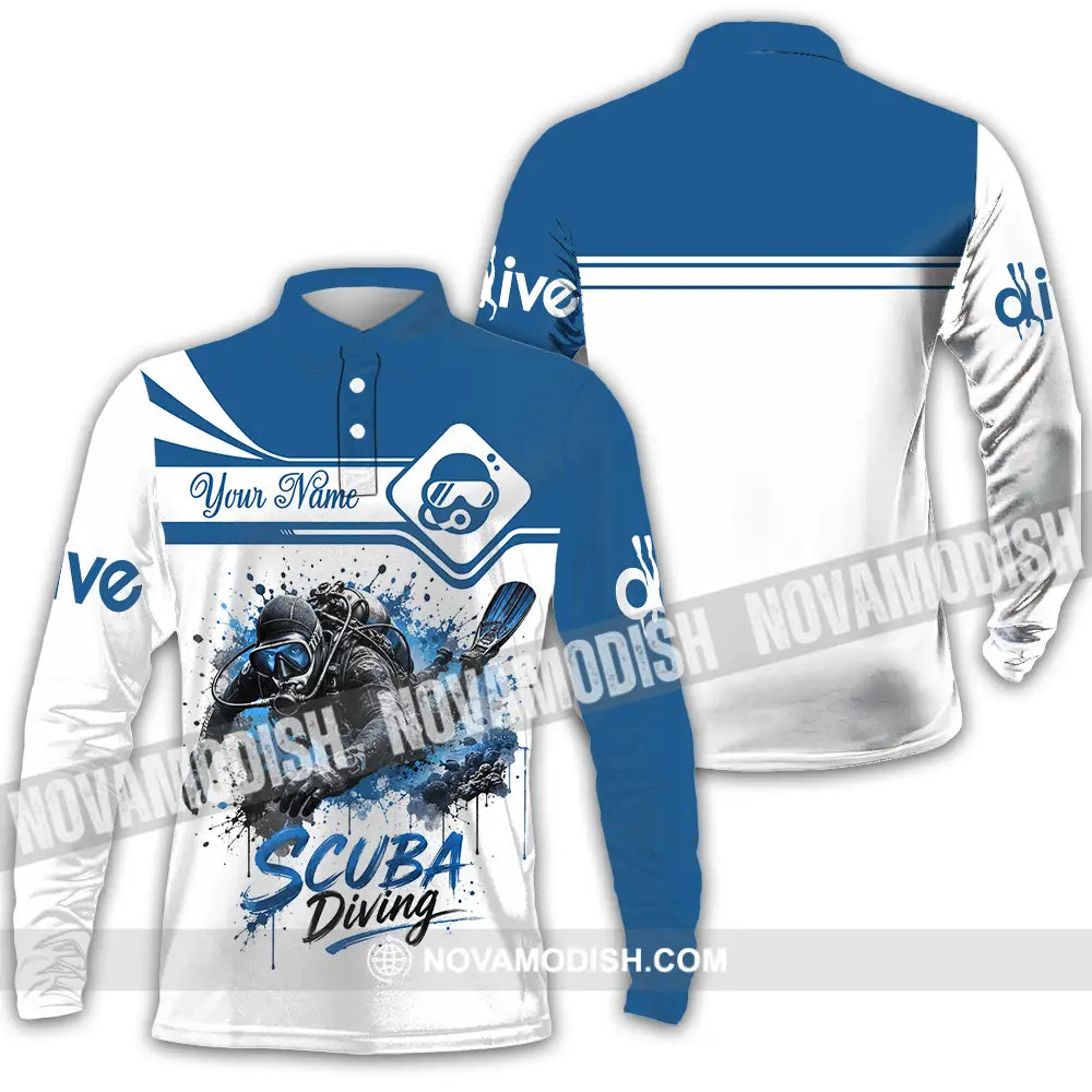 Unisex Shirt - Custom Scuba Diving Shirt - Long Sleeve Polo / S - T-shirt
