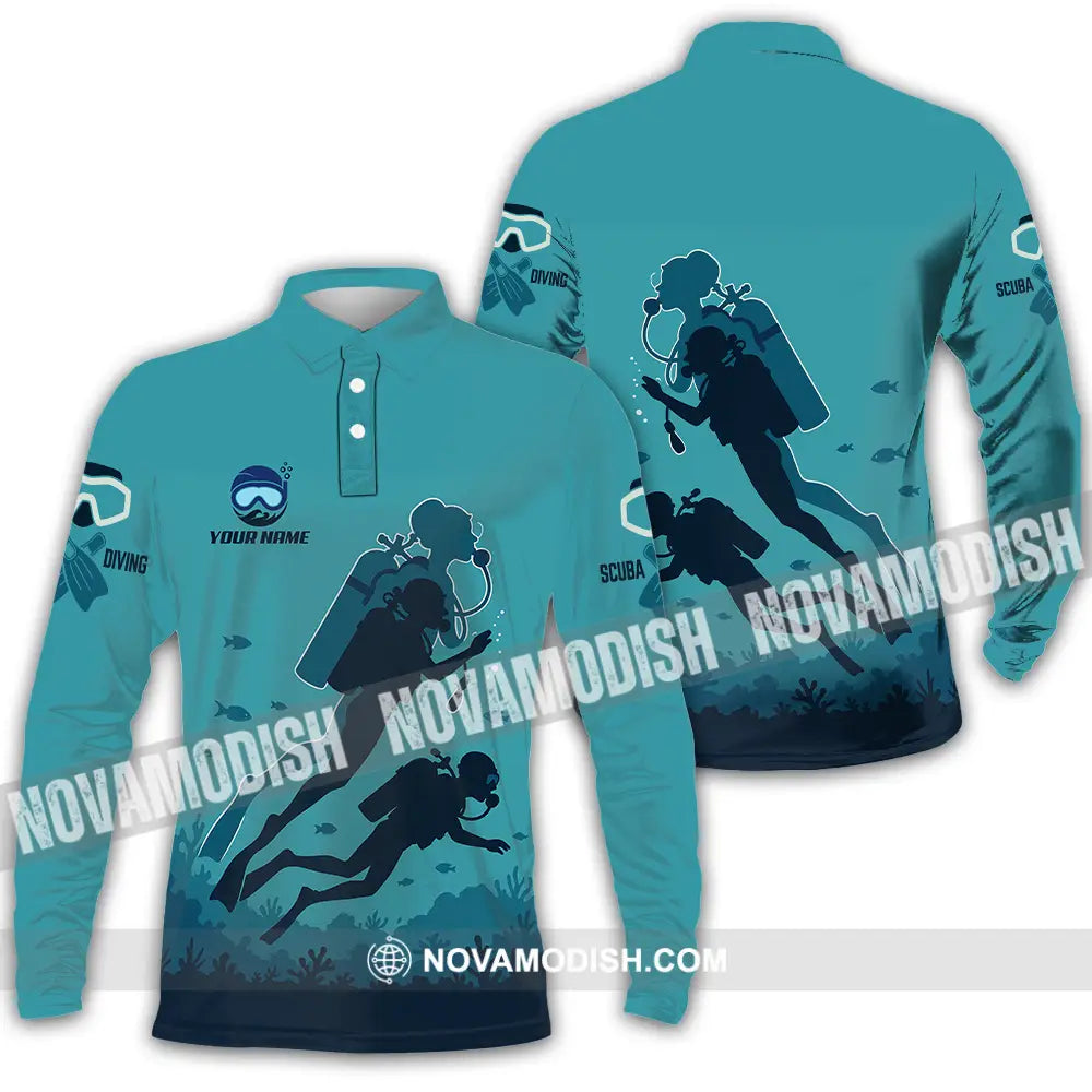 Unisex Shirt - Custom Scuba Diving Shirt Long Sleeve Polo / S T-shirt