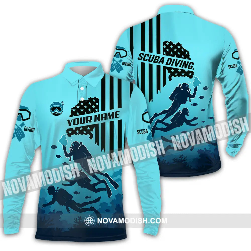 Unisex Shirt - Custom Scuba Diving Shirt Long Sleeve Polo / S T-shirt