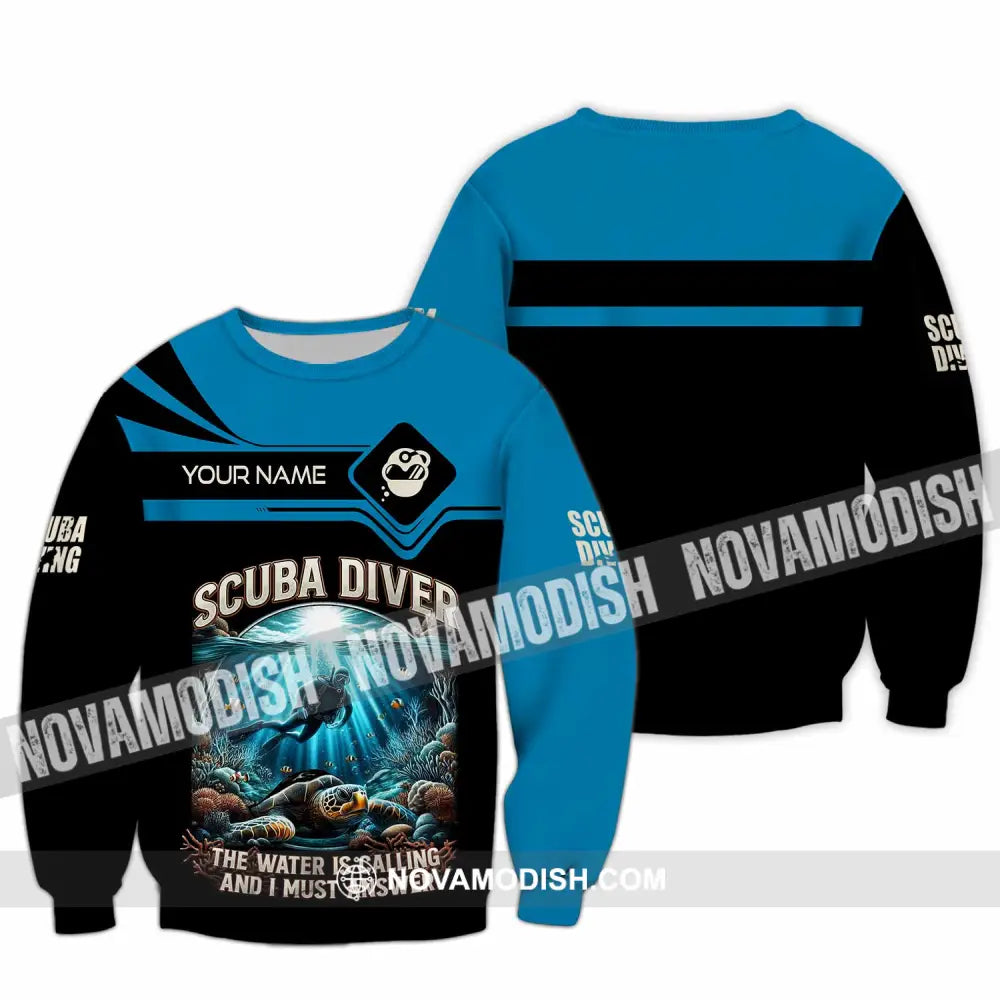 Unisex Shirt - Custom Scuba Diving The Water Is Calling And I Must Answer Shirt Long Sleeve / S T-shirt