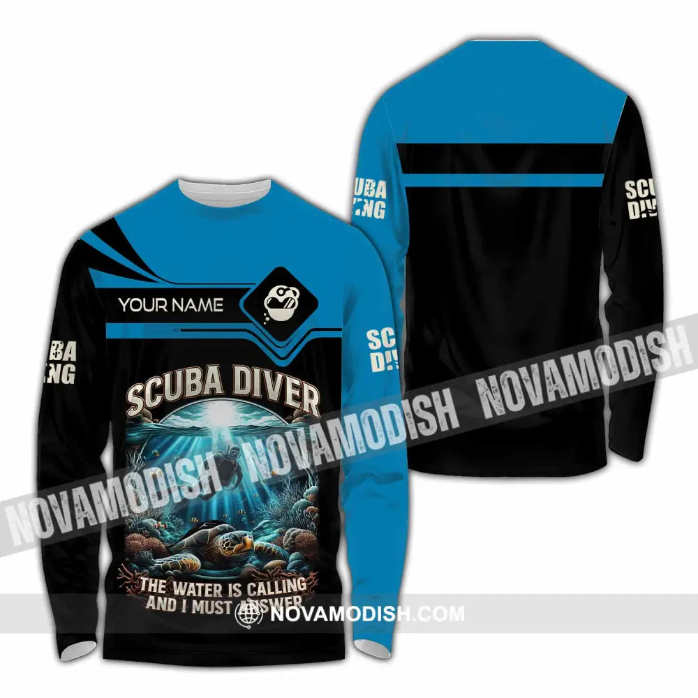 Unisex Shirt - Custom Scuba Diving The Water Is Calling And I Must Answer Shirt Long Sleeve Shirt / S T-shirt