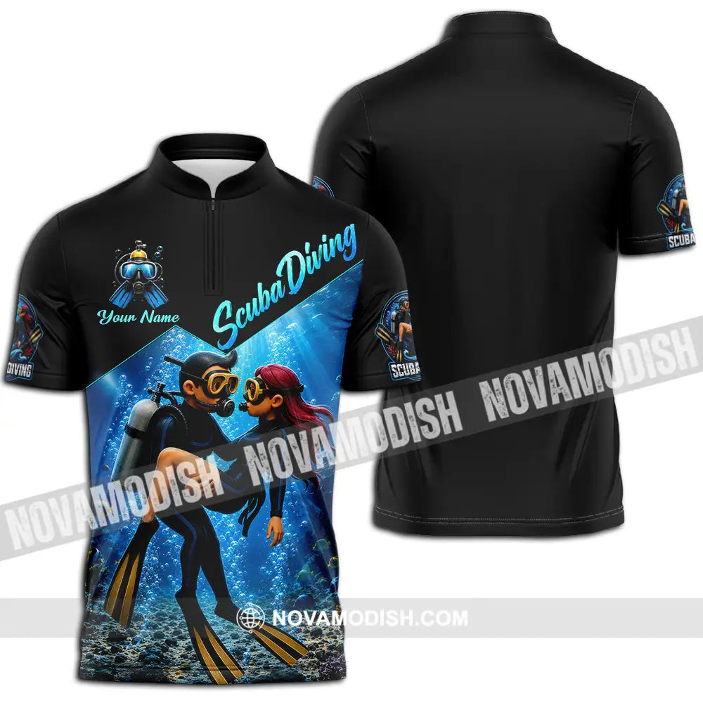 Unisex Shirt - Custom Scuba Diving Shirt - Zipper Polo Shirt / S - T-shirt