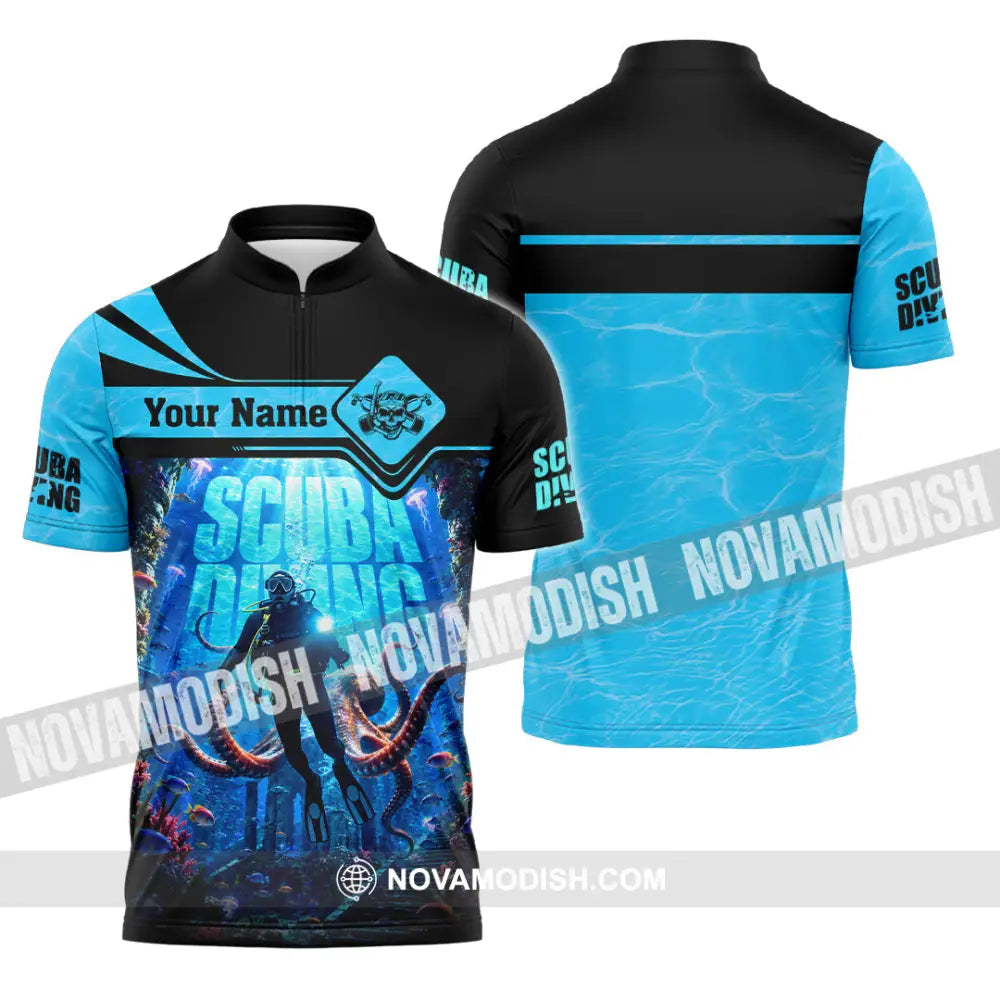 Unisex Shirt - Custom Scuba Diving Shirt - Zipper Polo Shirt / S - T-shirt