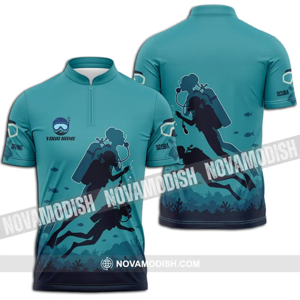 Unisex Shirt - Custom Scuba Diving Shirt Zipper Polo Shirt / S T-shirt