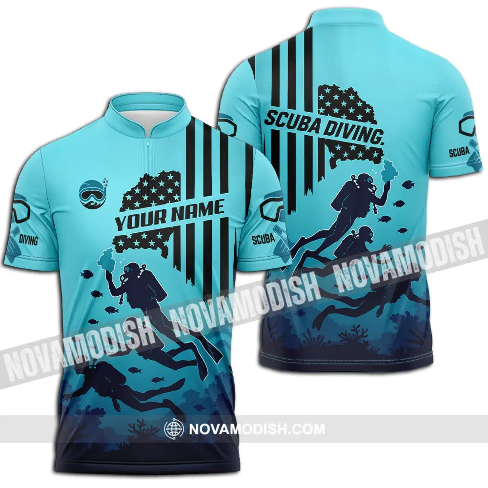 Unisex Shirt - Custom Scuba Diving Shirt Zipper Polo Shirt / S T-shirt