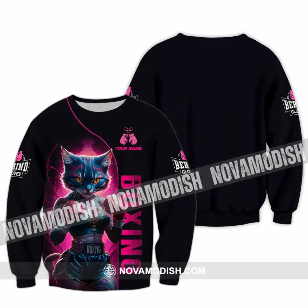 Unisex Shirt - Custom Sexy Boxing Cat Boxing Lover Shirt Long Sleeve / S T-shirt