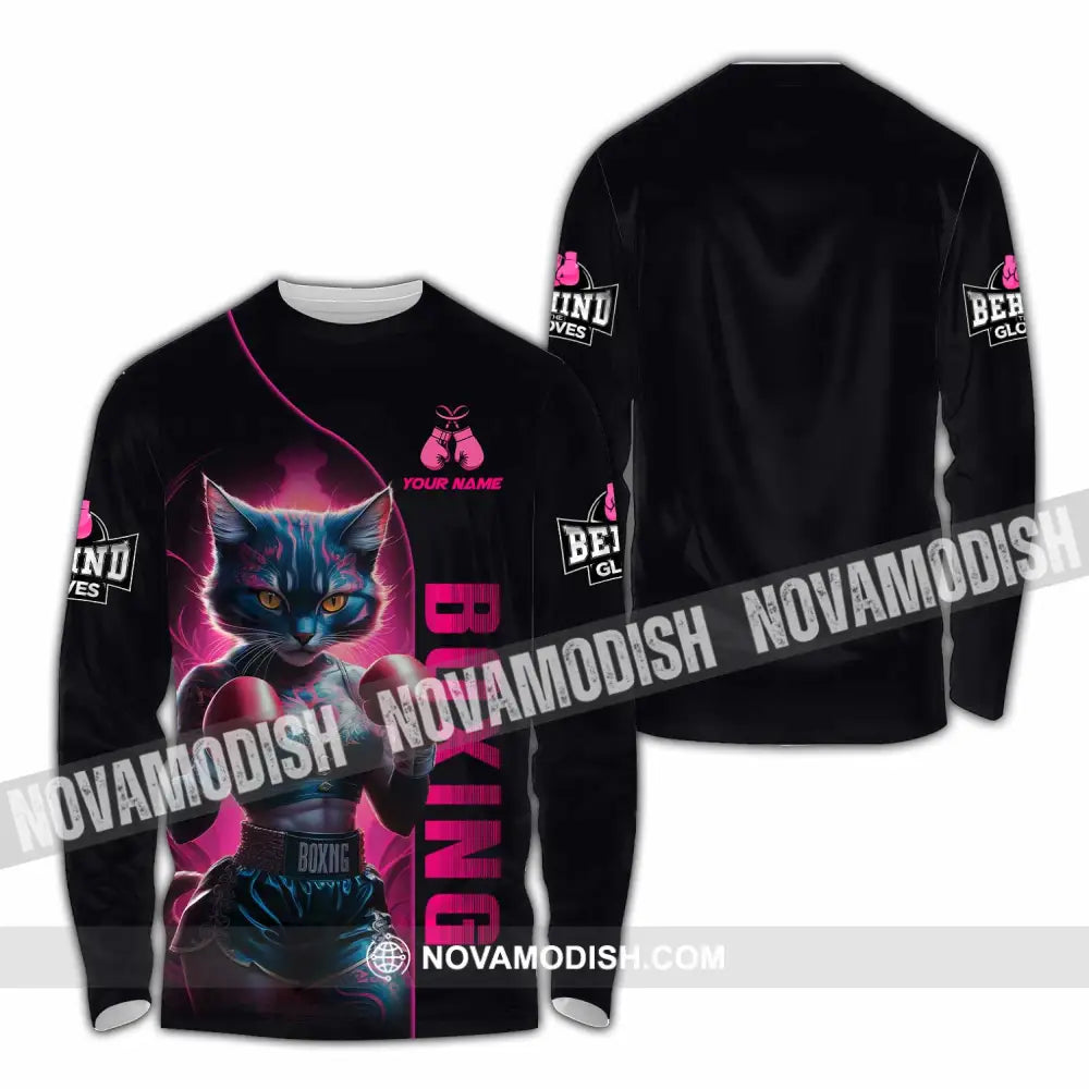 Unisex Shirt - Custom Sexy Boxing Cat Boxing Lover Shirt Long Sleeve Shirt / S T-shirt