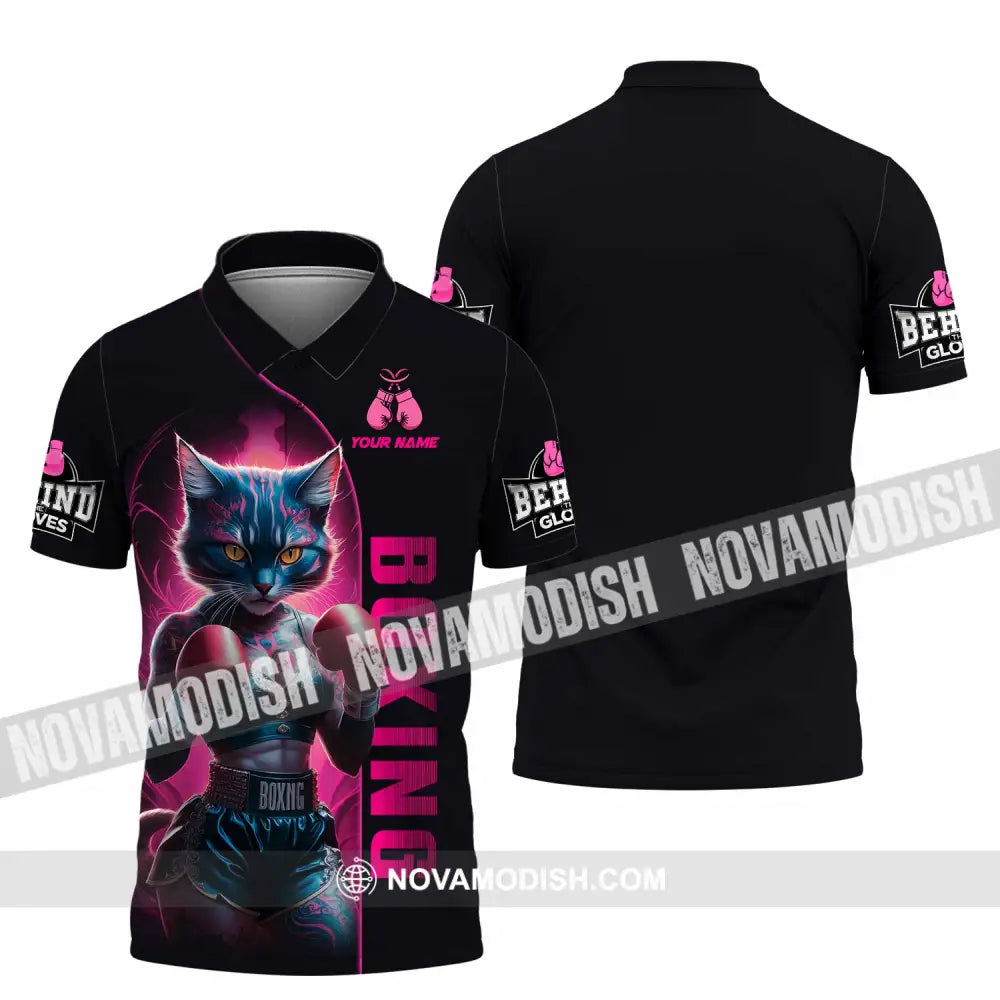 Unisex Shirt - Custom Sexy Boxing Cat Boxing Lover Shirt Polo Shirt / S T-shirt