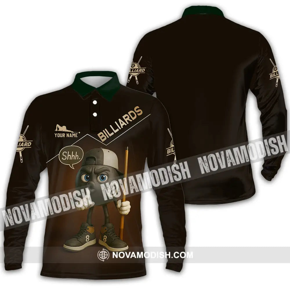 Unisex Shirt - Custom Shhh Billiards Shirt Long Sleeve Polo / S T-shirt