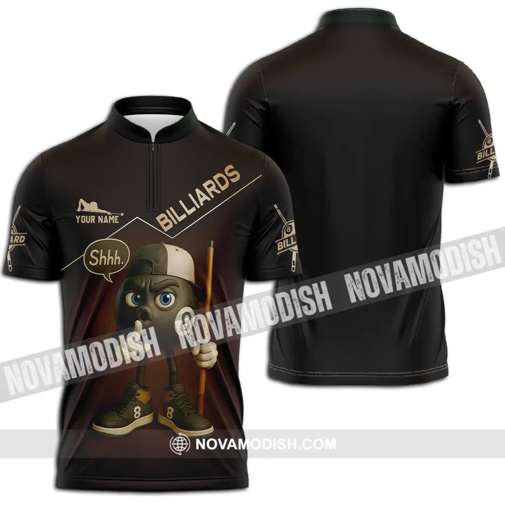 Unisex Shirt - Custom Shhh Billiards Shirt Zipper Polo Shirt / S T-shirt