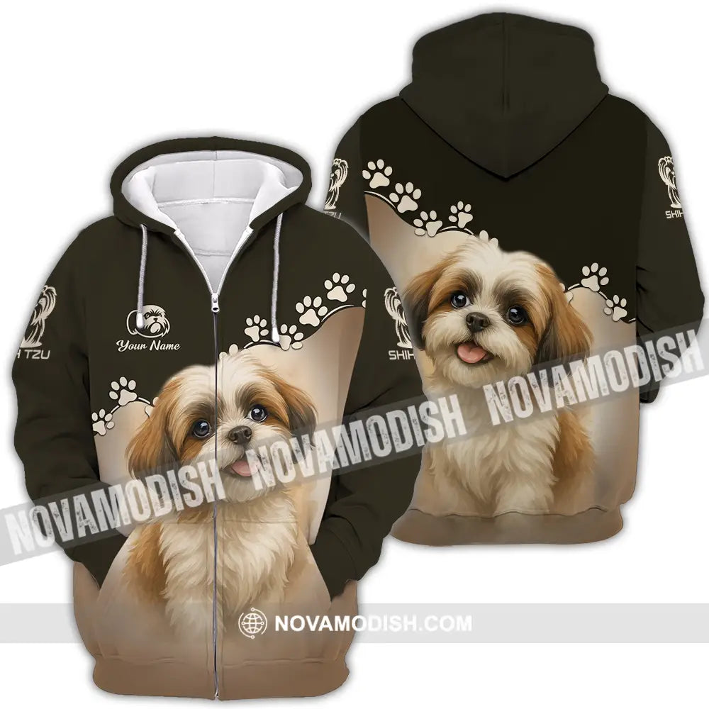Unisex Shirt - Custom Shih Tzu Shirt Zipper Hoodie / S T-shirt