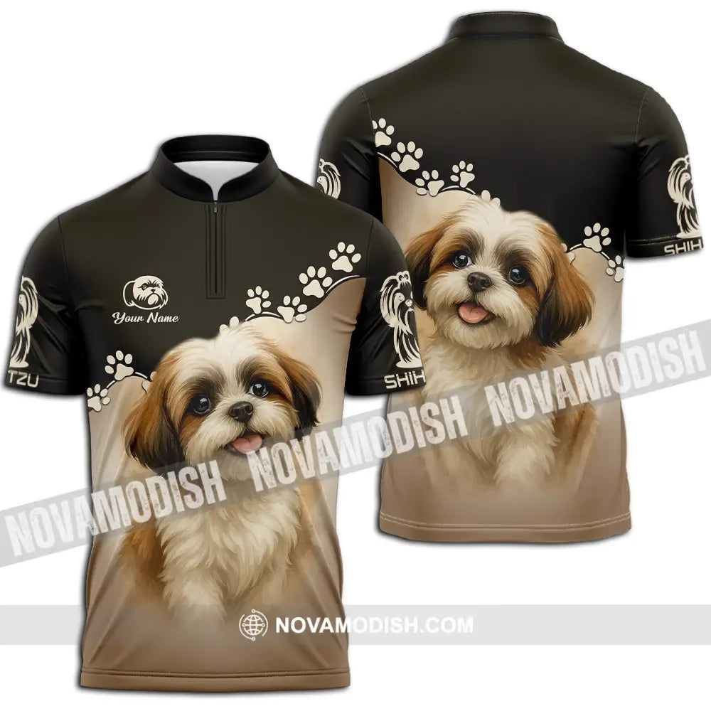 Unisex Shirt - Custom Shih Tzu Shirt Zipper Polo Shirt / S T-shirt
