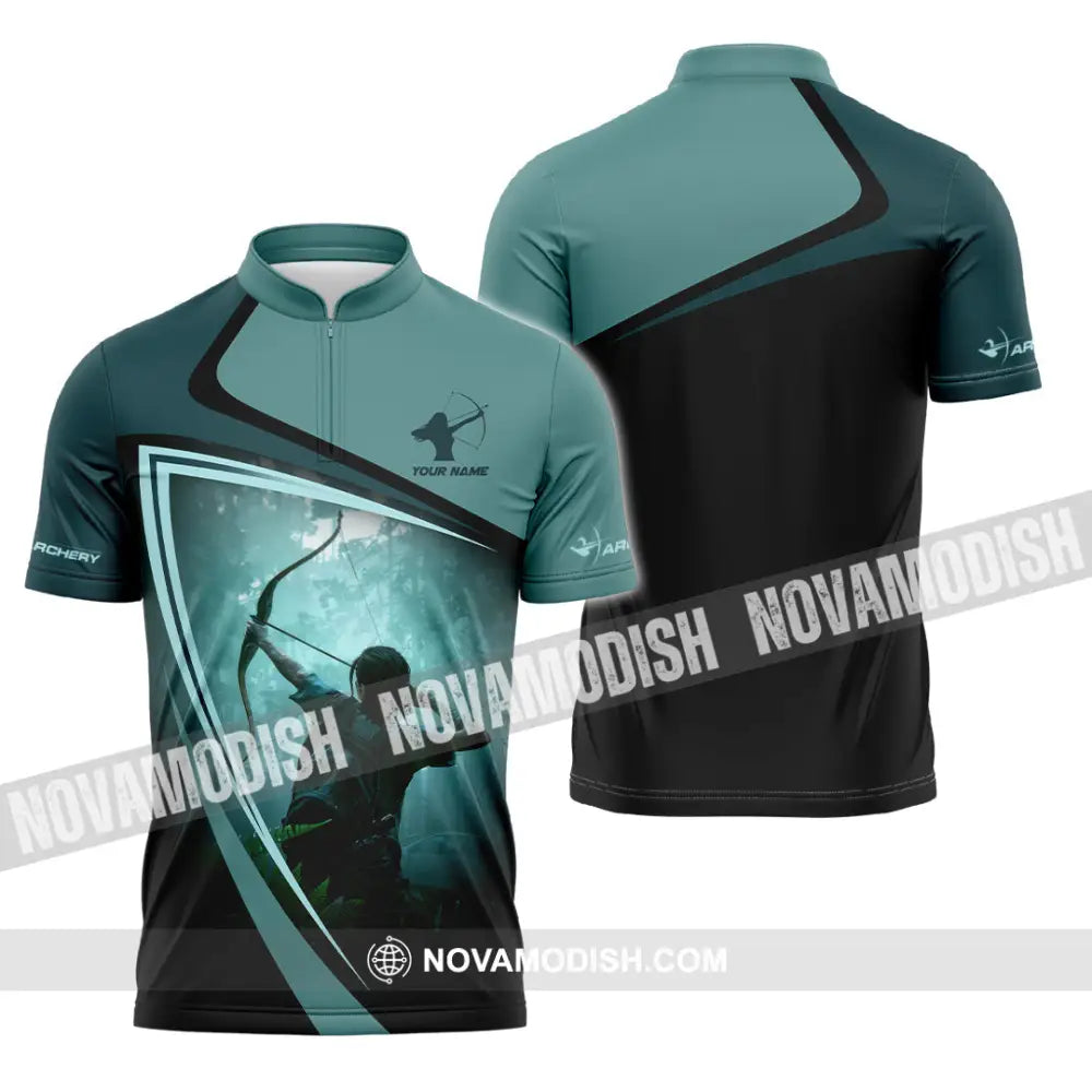 Unisex Shirt - Custom Shooting Archery Player Shirt Zipper Polo Shirt / S T-shirt