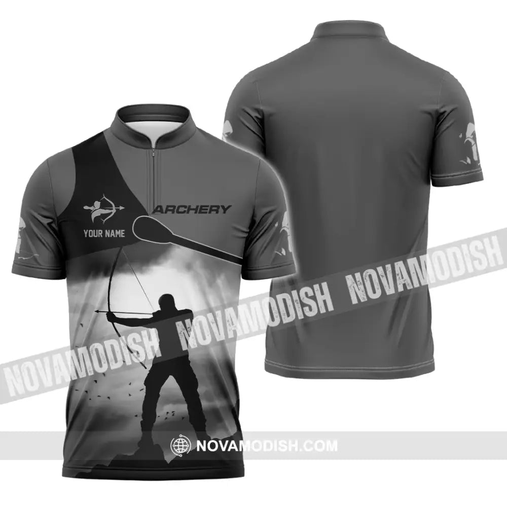 Unisex Shirt - Custom Shooting Archery Player Shirt Zipper Polo Shirt / S T-shirt