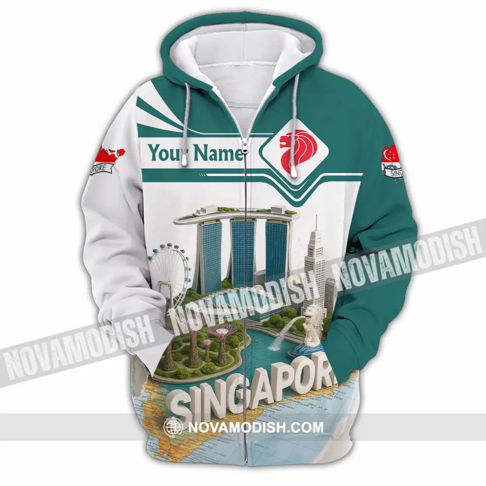 Unisex Shirt - Custom Singapore 3D Shirt Zipper Hoodie / S T-shirt