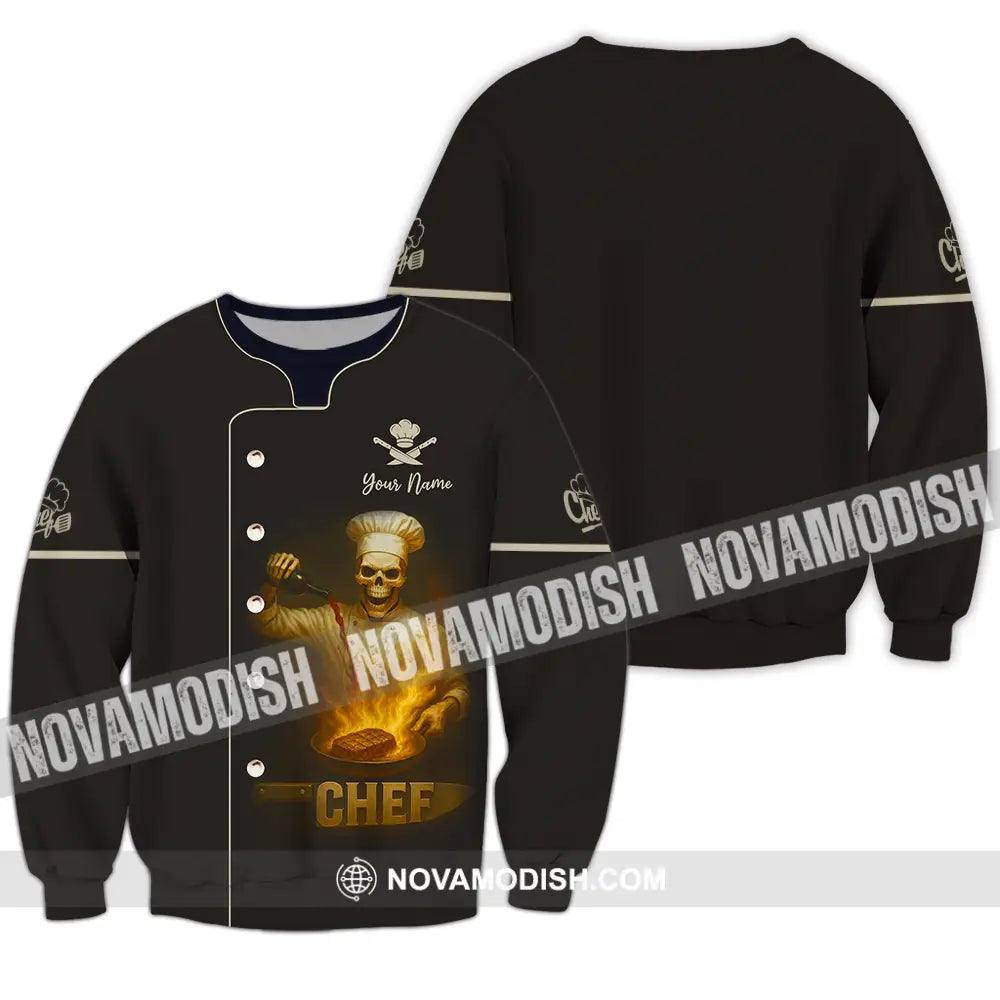 Unisex Shirt - Custom Skeleton Chef Shirt Long Sleeve / S T-shirt
